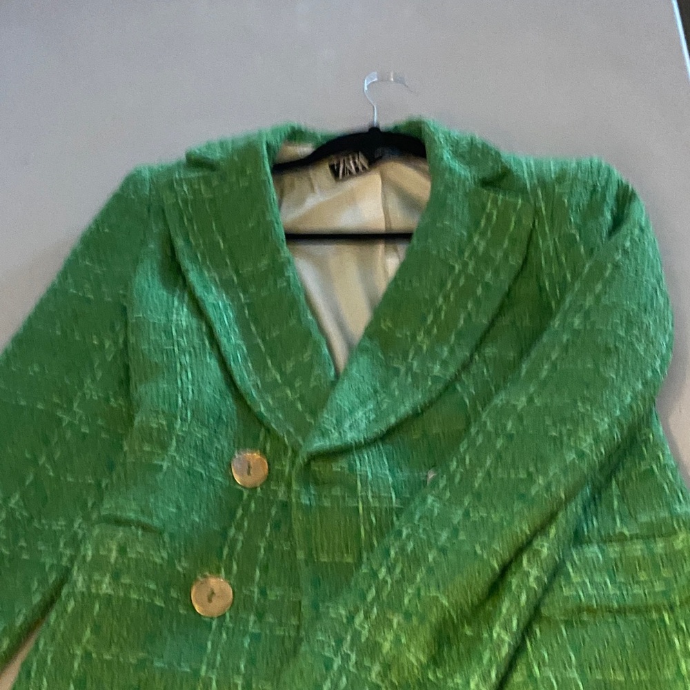 Zara Vibrant Green Tweed Blazer